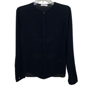 A.L.C. Black Silk Blouse Top Womens Size 4 Cut-Out Back Minimalist Dark Academia